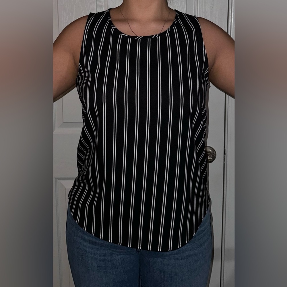 Black and White Striped Blouse